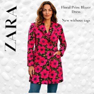 ZARA Floral Print Blazer Dress - Size S New Without Tags